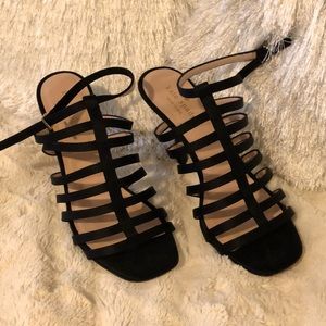 kate spade black satin sandals